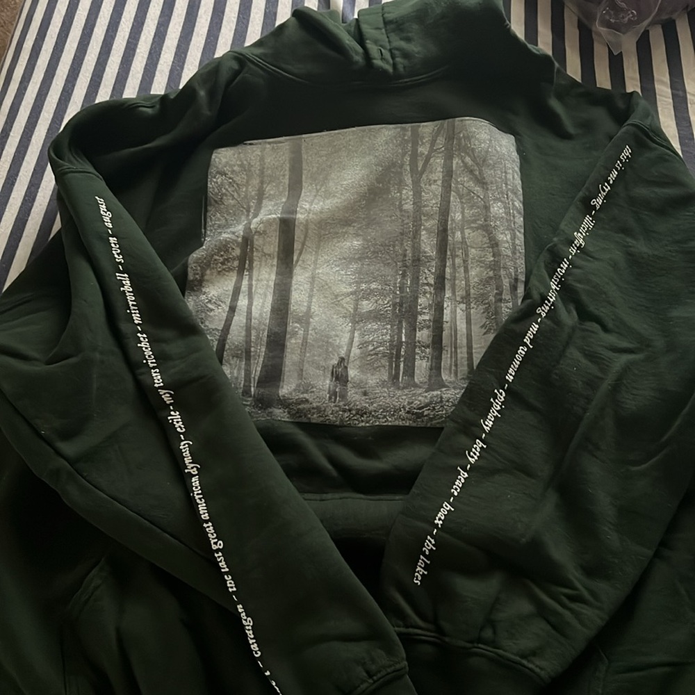 Taylor Swift Dark Green Folklore In The Trees Hoodie XL